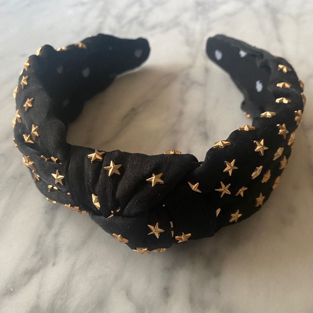 Lele Sadoughi Black Silk Studded Star Headband